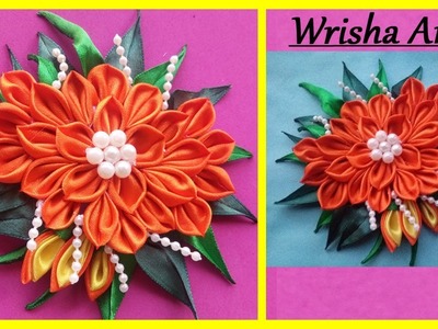 Kanzashi Flower Hair Clip, DIY Crafts, Diy Hair Life Hacks, 10 Minutes Craft Video