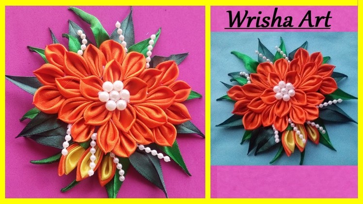 Kanzashi Flower Hair Clip, DIY Crafts, Diy Hair Life Hacks, 10 Minutes Craft Video