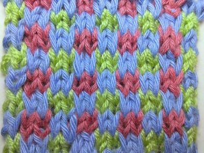 Knitting patterns *Colored chess* slipped stitch knitting