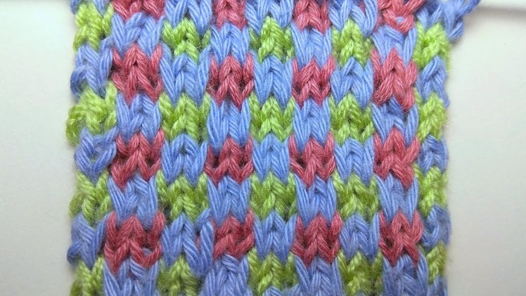 Knitting patterns *Colored chess* slipped stitch knitting