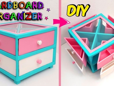 Low cost crafts using recycling - How to make your own make-up organizer DIY with cardboard