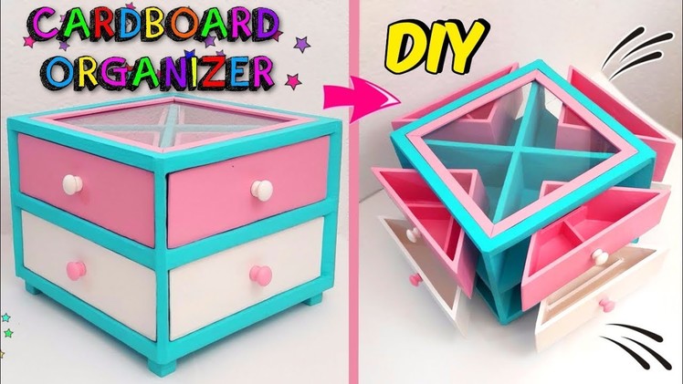 Low cost crafts using recycling - How to make your own make-up organizer DIY with cardboard