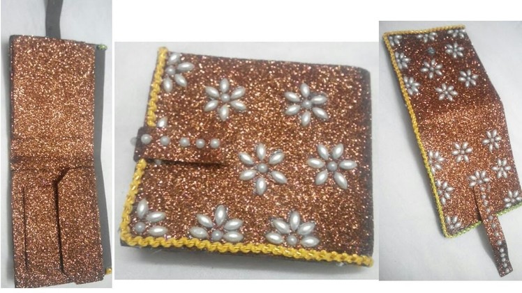 No sew glitter foam sheet wallet.how to make beautiful and easy glitter foam sheet wallet