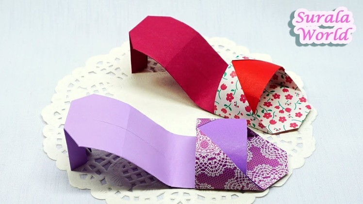 Origami - Sandals, Shoes (How to make paper sandals, High heels)