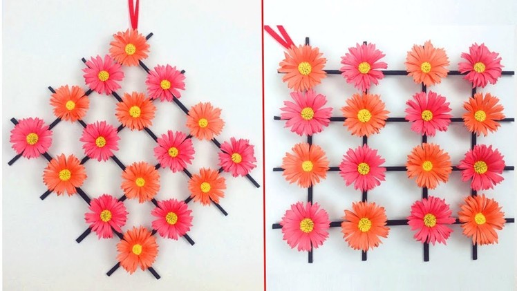 Paper Flower Wall Hanging - Wall Decoration ideas - DIY Hanging Flower - DIY Simple Home Decor Craft