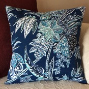 Pillow  Cover - Blue Leaf Print - Tommy Bahama  Fabric -  Indoor/Outdoor - Handmade