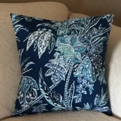 Pillow  Cover - Blue Leaf Print - Tommy Bahama  Fabric -  Indoor/Outdoor - Handmade