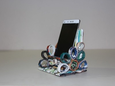 Recycled Paper Trick - How To Make mobile phone holder - diy useful ideas