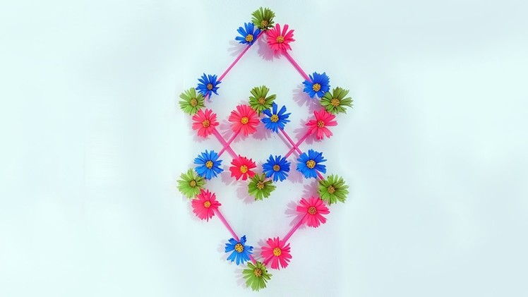 কাগজ দিয়ে সুন্দর করে ঘর সাজান | DIY Hanging Flower - Paper Flower Wall Hanging - Wall Decoration