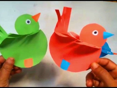কাগজের পাখি | Kagojer Pakhi | Making Bird out of color Paper