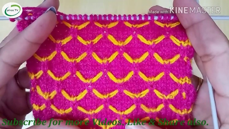 Two Colour Knitting Pattern.design.bunaai in hindi with english subtitles #28# - YouTube