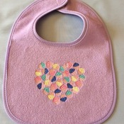 Violet Baby Bib - Embroidered -  "Heart Full of Cupcakes"  - Handmade