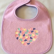 Violet Baby Bib - Embroidered -  "Heart Full of Cupcakes"  - Handmade