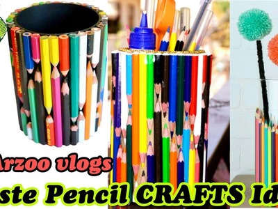 Best out of Waste | How to Use Waste pencils | DIY Pencil Crafts | ARZOO VLOGS
