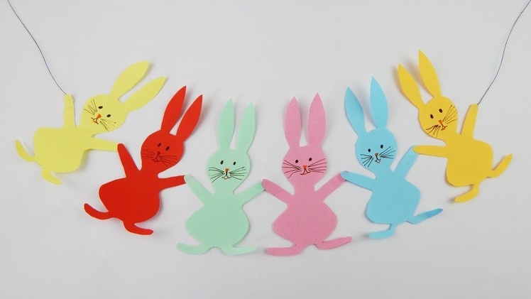 Bunnies Easter garland DIY papercraft bunny Osterhasen Girlande