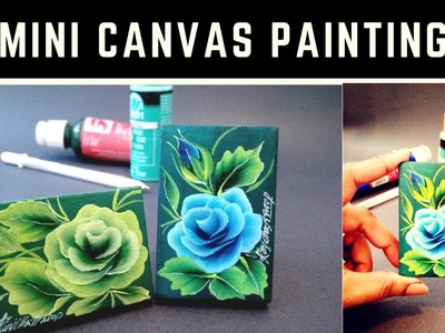 Canvas painting | Mini canvas painting | Blue Rose painting on Canvas | DIY