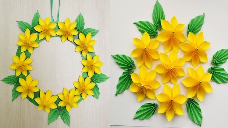 Decoration for room Paper Yellow flowers with leaves Decor Ideas 2018 Tutorial DIY