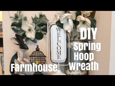 DIY 2 SPRNG FARMHOUSE INSPIRED HOOP WREATH