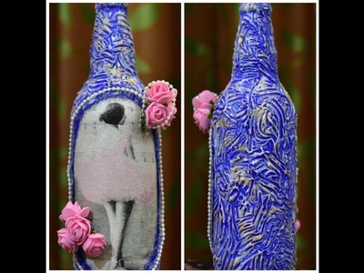 DIY bottle art|Bottle decorating ideas|Bottle decoration|texture making|ballerina