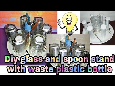 Diy glass and spoon stand for dining table using plastic bottle || Diy plastic bottle organizer