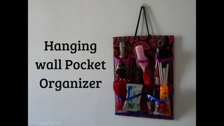 DIY - Hanging wall pocket organizer | Makeup organizer using cardboard | Best out of waste