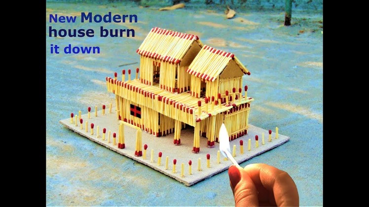 DIY || Matchstick House model - How to Make Small Matchstick House & Burn it Down | Duplex House