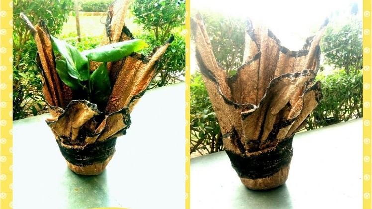 DIY out of old clothes.cement Flowerpot