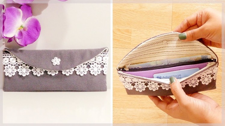 DIY Wallet with Inside Zippered Compartment from Fabric Scraps