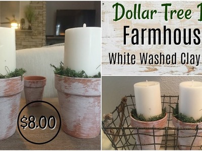 DOLLAR TREE DIY | Farmhouse White Washed Pots | SPRING 2018