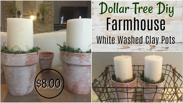 DOLLAR TREE DIY | Farmhouse White Washed Pots | SPRING 2018