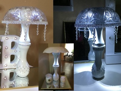 Dollar Tree DIY Glam Table Lamp With A Bonus of 2 Lamp Shades