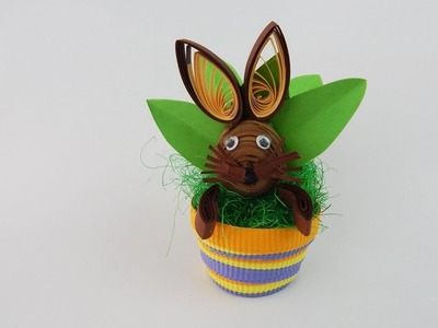 Easter decoration Easter bunny DIY quilling bunny in a pot Osterhase