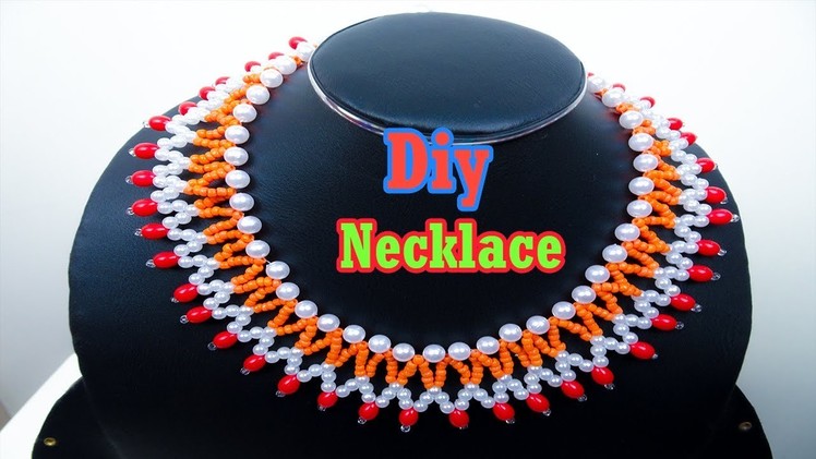 How to make a beautiful necklace at home by pearl beads