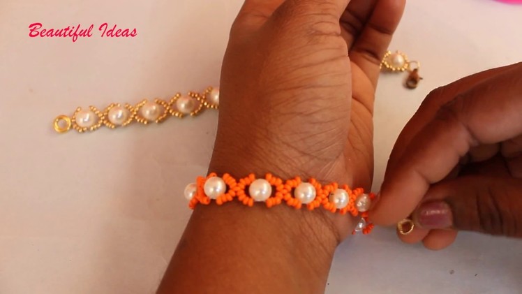 How to Make  Elegant Beaded Bracelet.Friendship Bands.Pearl Designer & Beads Bracelets at Home.DIY