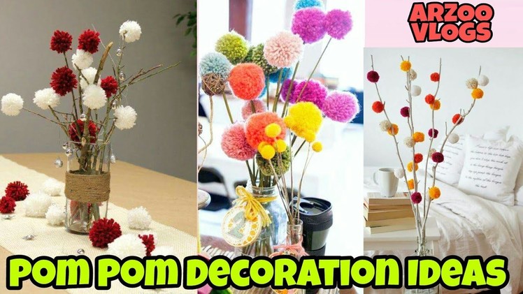 How to make Pom Pom Flower Vase | DIY Pom-Pom flowers- Wool Home Decor | ARZOO VLOGS
