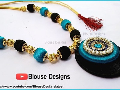 How to make silk thread necklace, beaded necklaces, thread necklace making, diy
