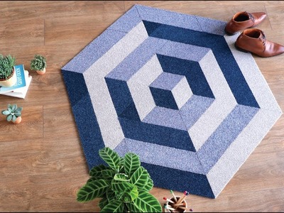 Isometric Floor Rug Optical Illusion Carpet DIY made with Carpet Tiles