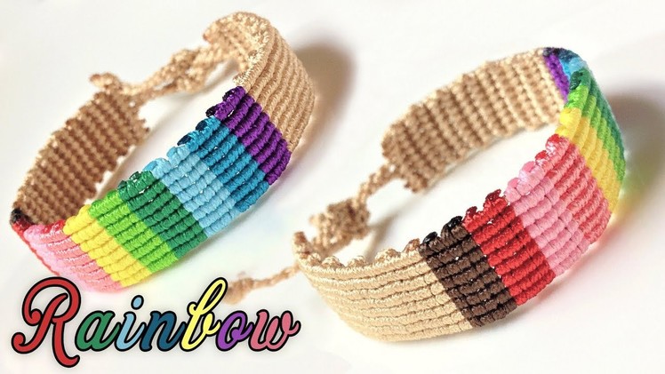 Macrame tutorial - how to make The colorful rainbow bracelet - Easy with basic know for starter