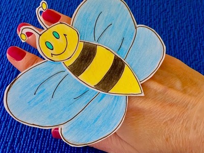 Ring with bee made of paper. Paper crafts. Origami rings for girls ????????