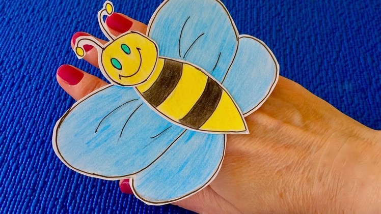 Ring with bee made of paper. Paper crafts. Origami rings for girls ????????