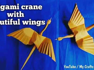 Traditional origami crane bird with the modification of wings | paper crane with beautiful wings