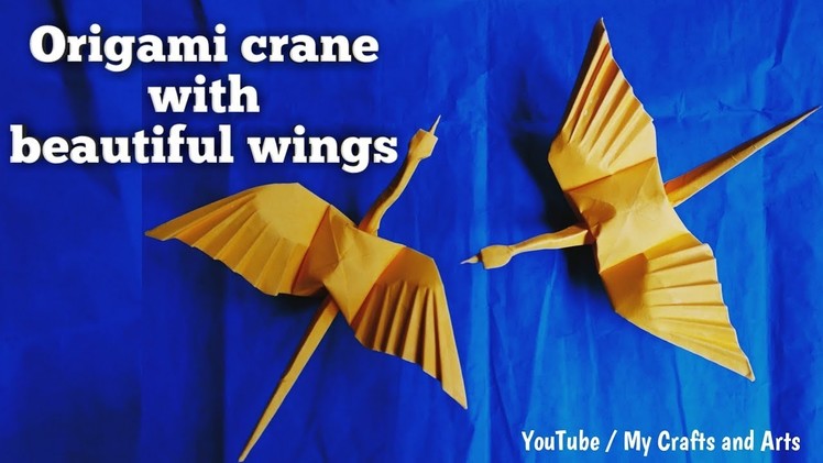 Traditional origami crane bird with the modification of wings | paper crane with beautiful wings