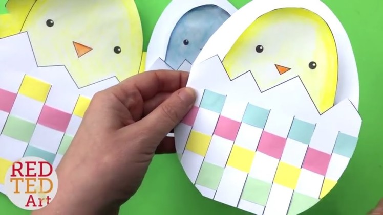 Weaving Chick Cards with Template - Easy Easter Card DIY ideas