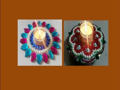 DIY - How to make diya candle holder from old CD| Diwali Rangoli decoration ideas by Shital Mahajan.