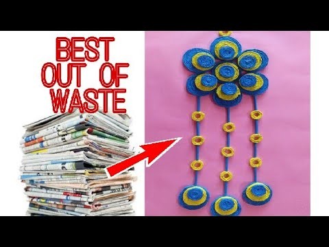 DIY wall decoration idea || how to make easy newspaper wall hanging decoration