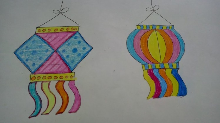 Draw And Colour Diwali Lamps.Kandil | How To | CraftLas