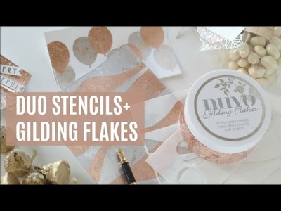 How to apply Nuvo Gilding Flakes with Duo Stencils  by Neat and Tangled