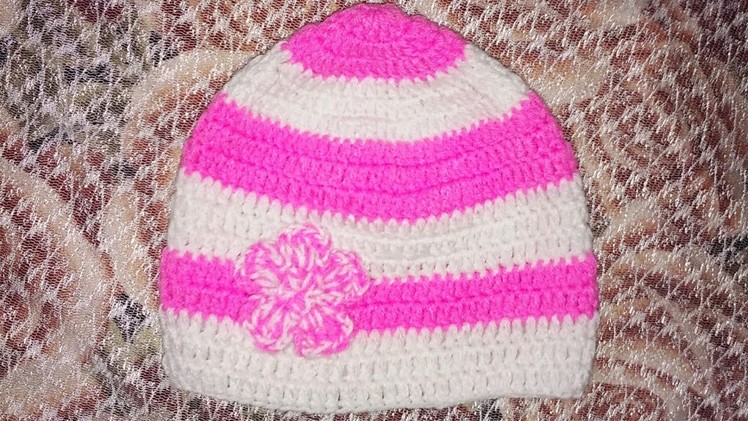 How to crochet a hat.topi for 6 months - 1 year baby.indian crochet patterns