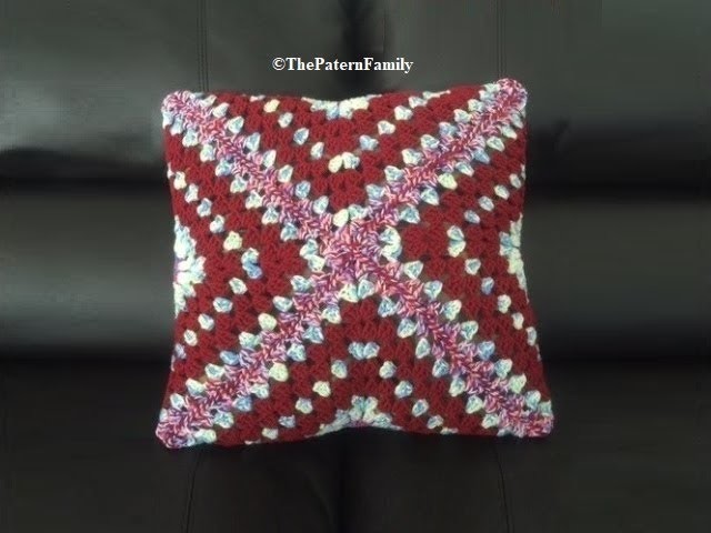 How to Crochet Granny Square Envelope Pillow Pattern #138│by ThePatternfamily