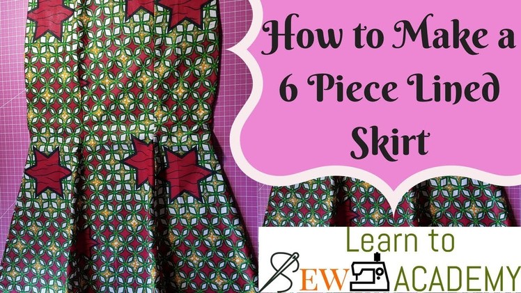 How to Cut 6 Piece Skirt (Sew with lining and elastic waist band) Simple & Detailed DIY